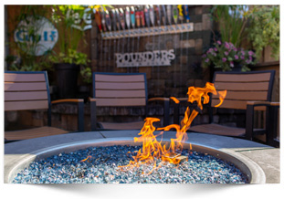 patio firepit with chairs